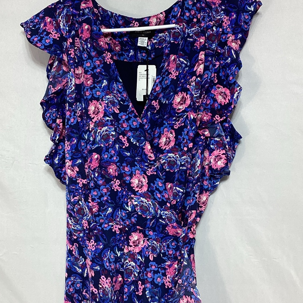 NWT XL Ava & Aiden Blue and Pink Floral Maxi Dress - Picture 2 of 12